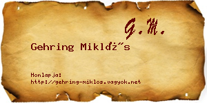 Gehring Miklós névjegykártya
